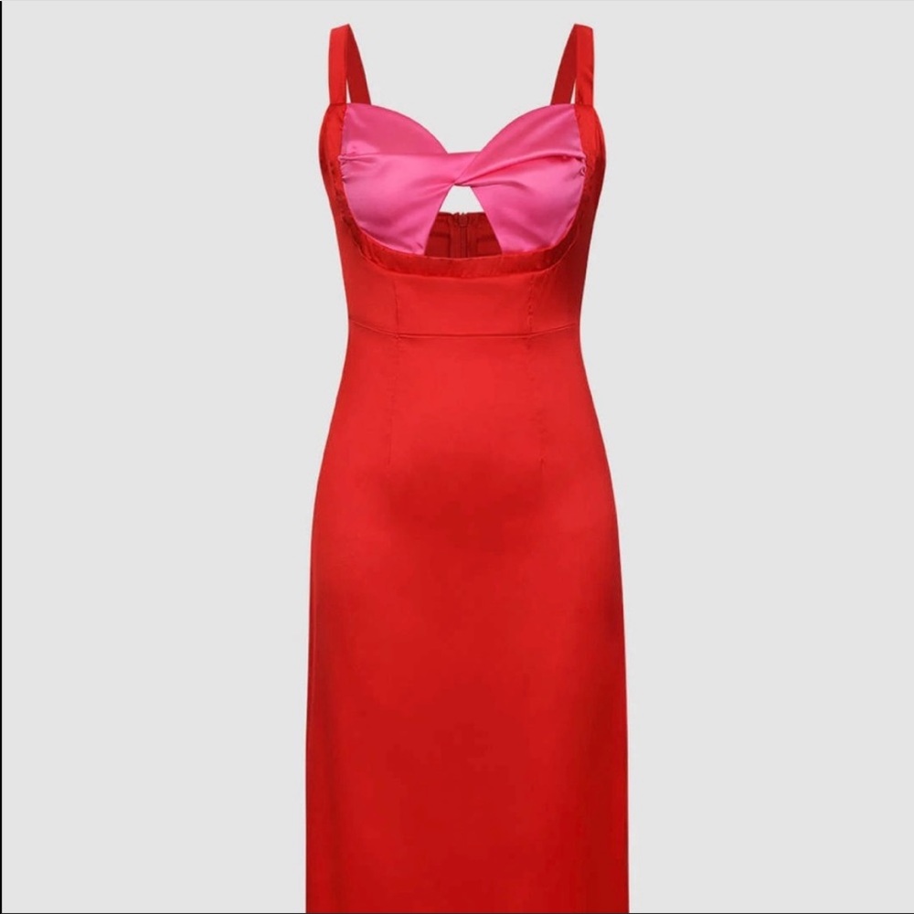 Pink & Red Satin Midi